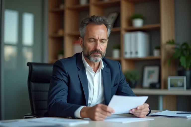 Homme d'affaires en costume dans un bureau moderne