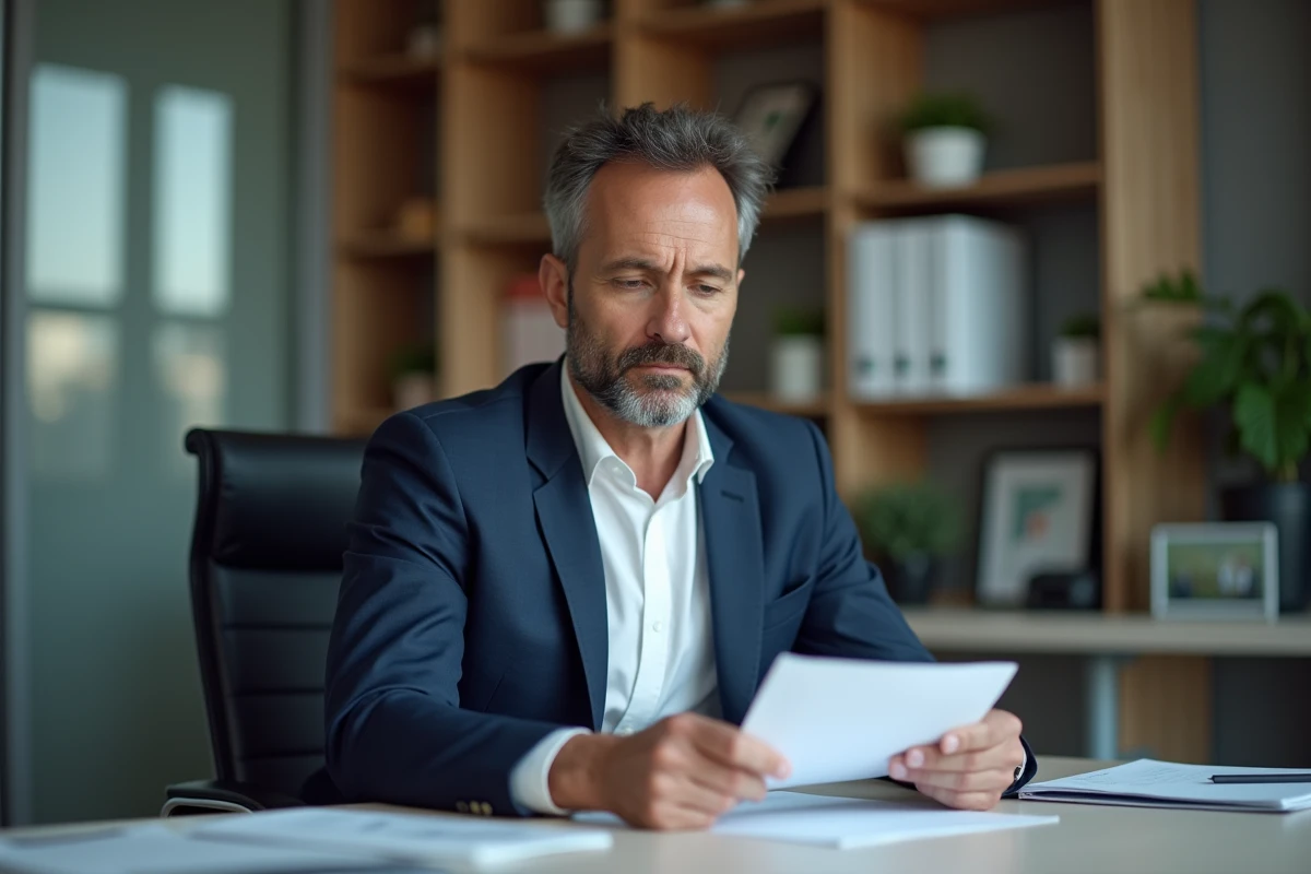 Homme d'affaires en costume dans un bureau moderne